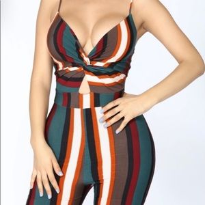 Fashion Nova“Musical Transaction Stripe Jumpsuit”